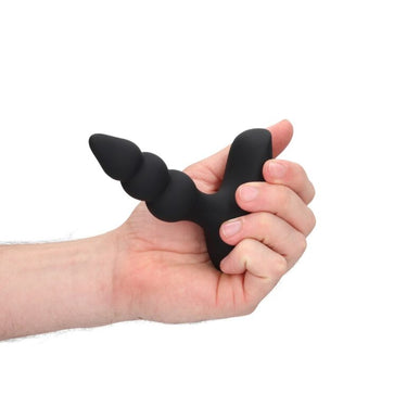 Artistic shot of the Beaded Vibrating Anal Plug with Remote Control Black, demonstrating its modern aesthetic and 10 dynamic vibration modes for ultimate satisfaction.